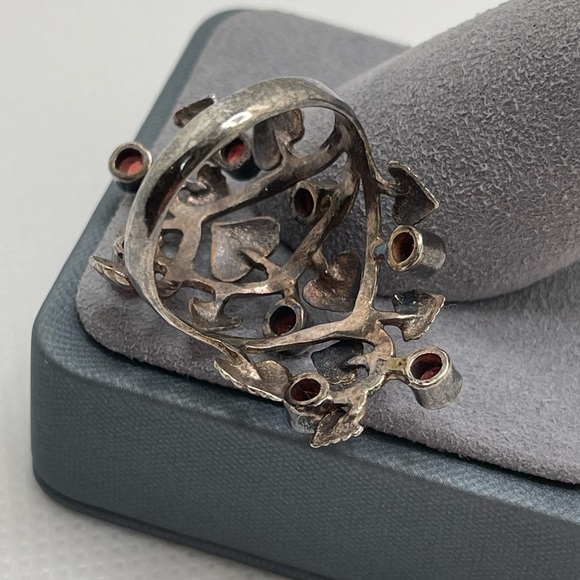 Garnet Forest 925 Silver-Plated Cocktail Ring Size 7.25 - Picture 5 of 11